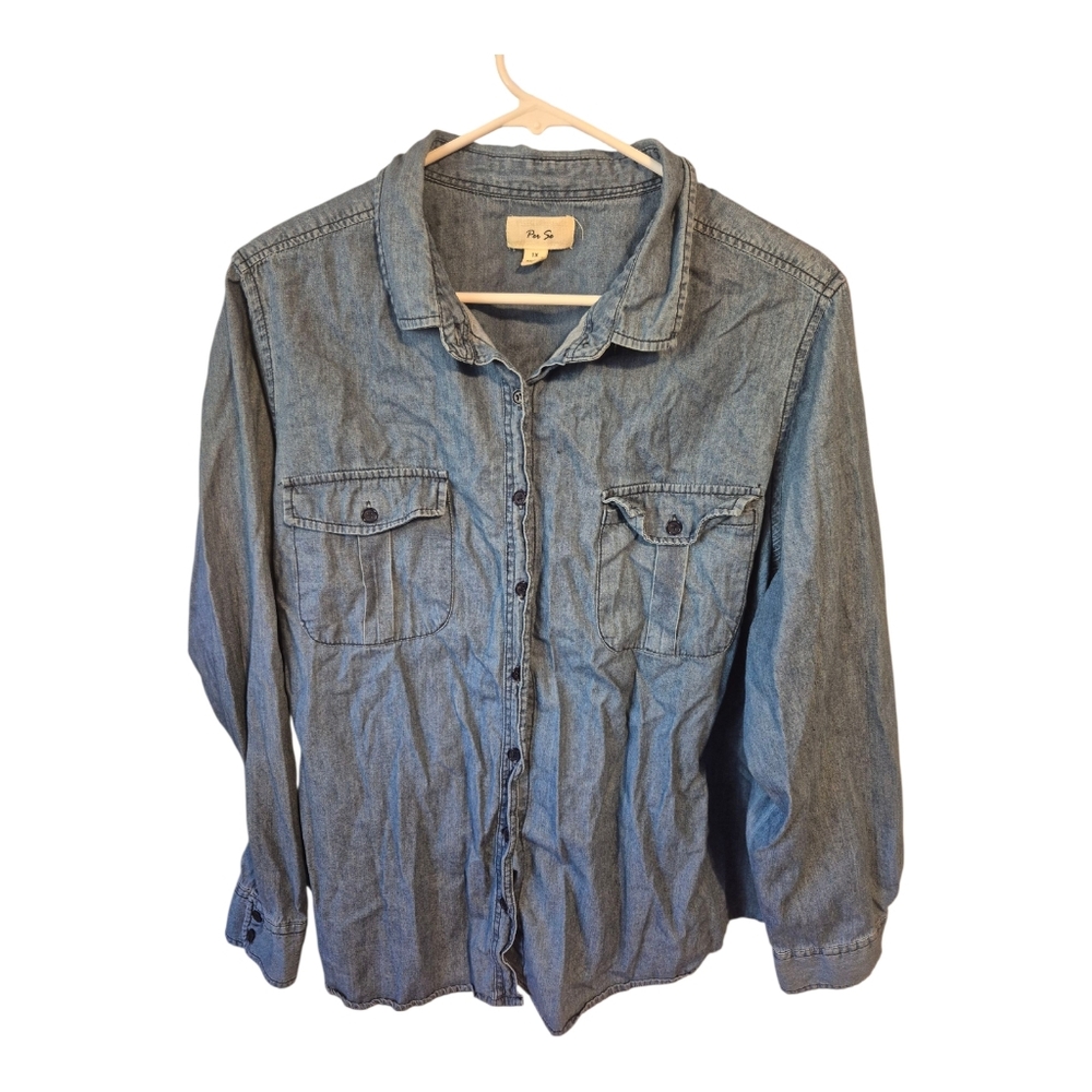 Per Se 1x Chambray Button Up Shirt
